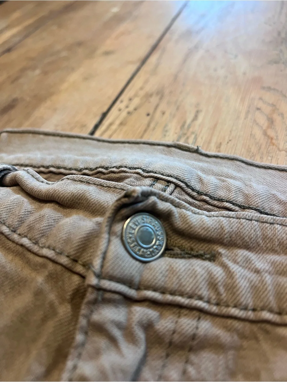 Levi's Men’s Beige W/Grey Stitching Wash Denim Straight Fit Mid Rise 505 36/30